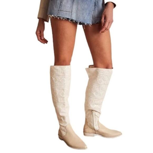 Free People Women's Bren OTK Crochet Western Cowgirl Boots Size US 9.5 EU 39.5 - Picture 1 of 15